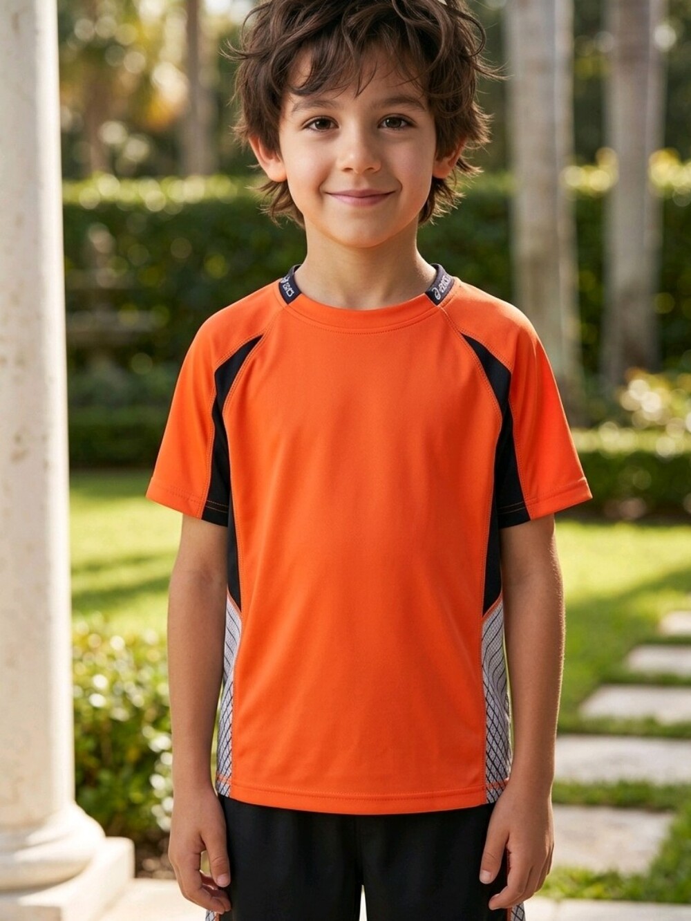 ASICS Boys Athletic Top Bicycle Running Orange Short Sleeve shirt Small 8 Jersey
